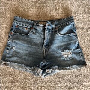 Madewell Blue Jean Shorts Distressed Raw Hem